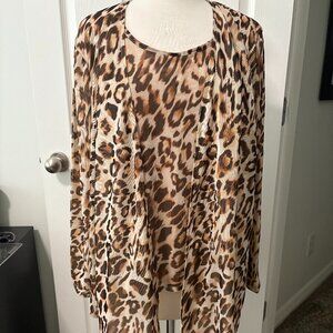 Chico's Twin Set Animal Print Brown Tones Size 3/2